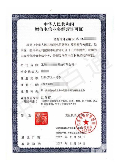 无锡ICP证样本