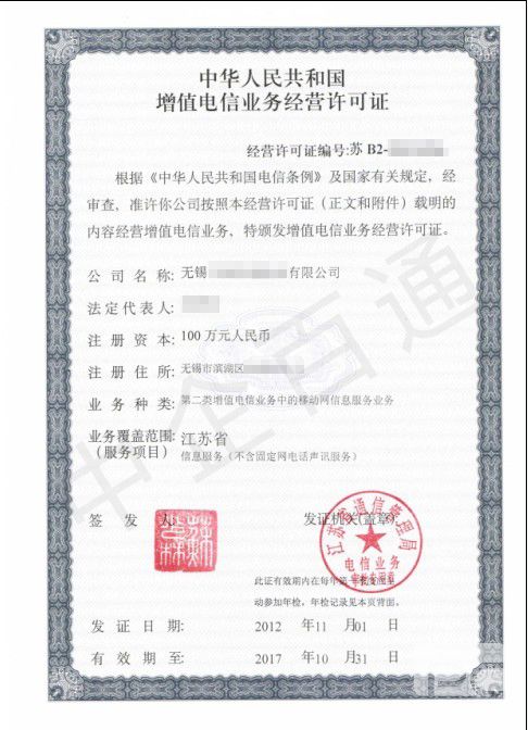 无锡SP许可证样本